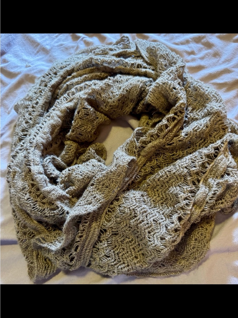 Accessorize Women's knit infinity scarf, metallic thread, neutral color